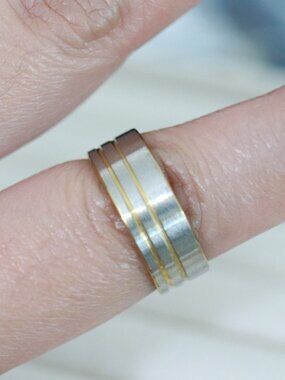 BR3 7mm Gold Edge Center Polished Men/Women Fashion Wedding Band Ring Stainless